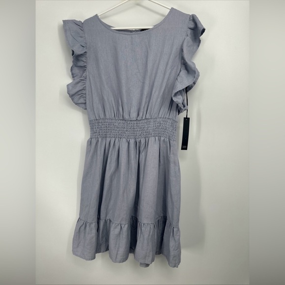 Nicole Miller Linen Viscose Dress Size Small In Blue - Picture 1 of 4